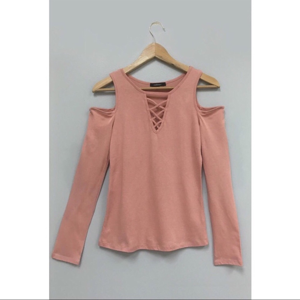 Long sleeve cold shoulder top